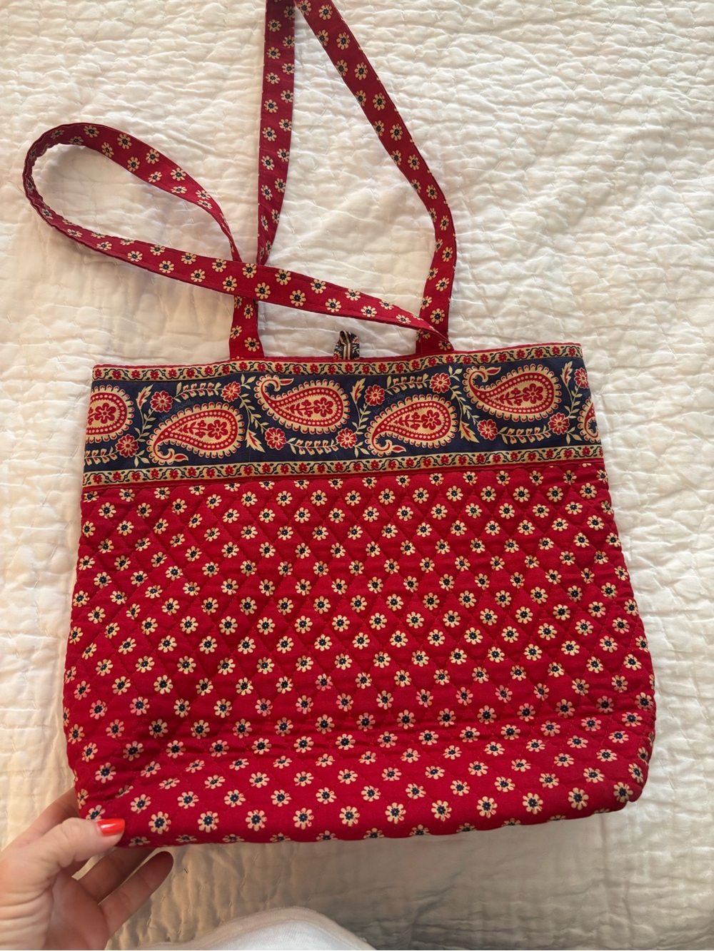Vera Bradley Red Paisley & Floral Americana Cotton Tote